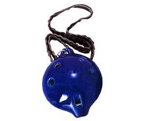 Ocarina (Ceramic) with Sling-Large BLUE KEY of D