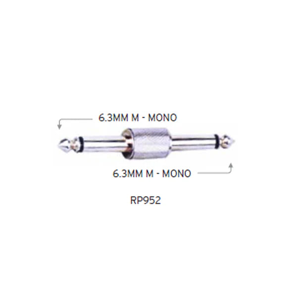 MMC RP952 6.3mm Mono Male to Male Connector Chrome