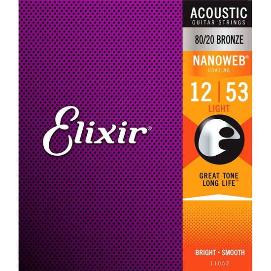 Elixir Acoustic 80/20 Bronze w/ Nanoweb Coating  Light (12-53