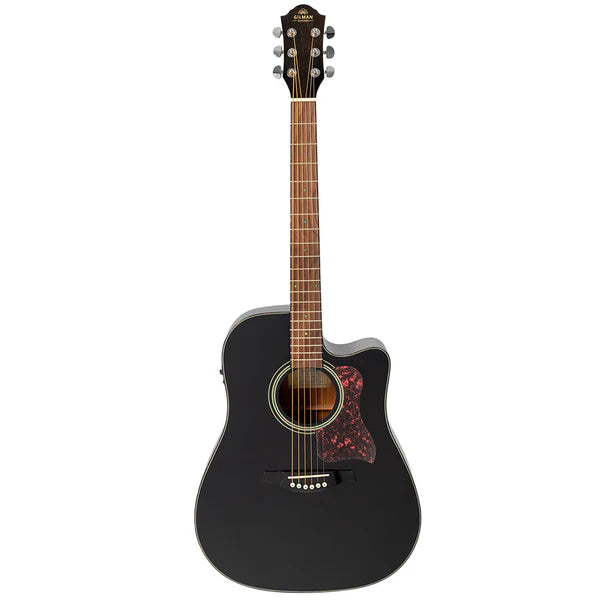 GILMAN Dreadnought Acoustic/Electric Cutaway Guitar Black