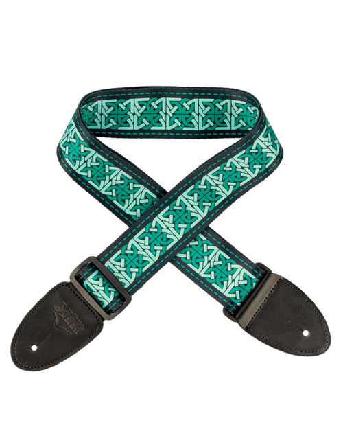 Celtic Guitar Strap Celtic Knot Emerald Green