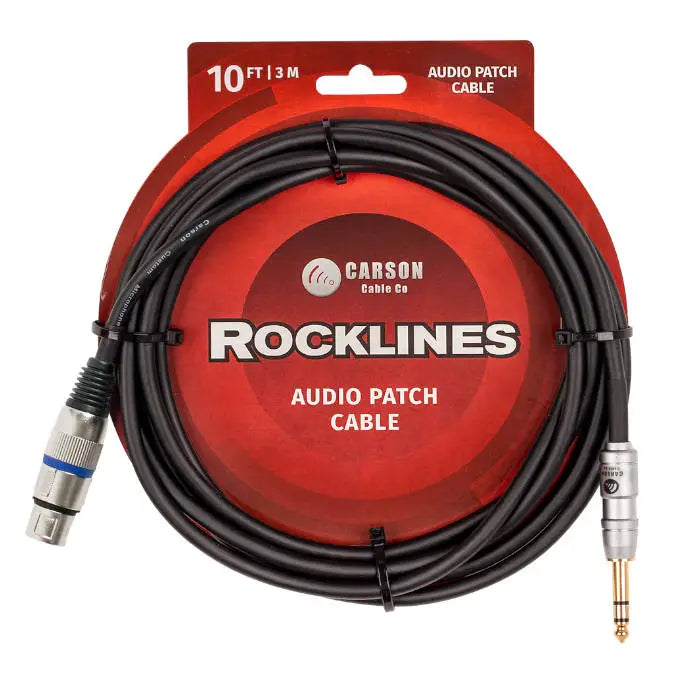 Carson Rocklines Stereo Jack Male to XLR Female Audio Patch Cable 10ft