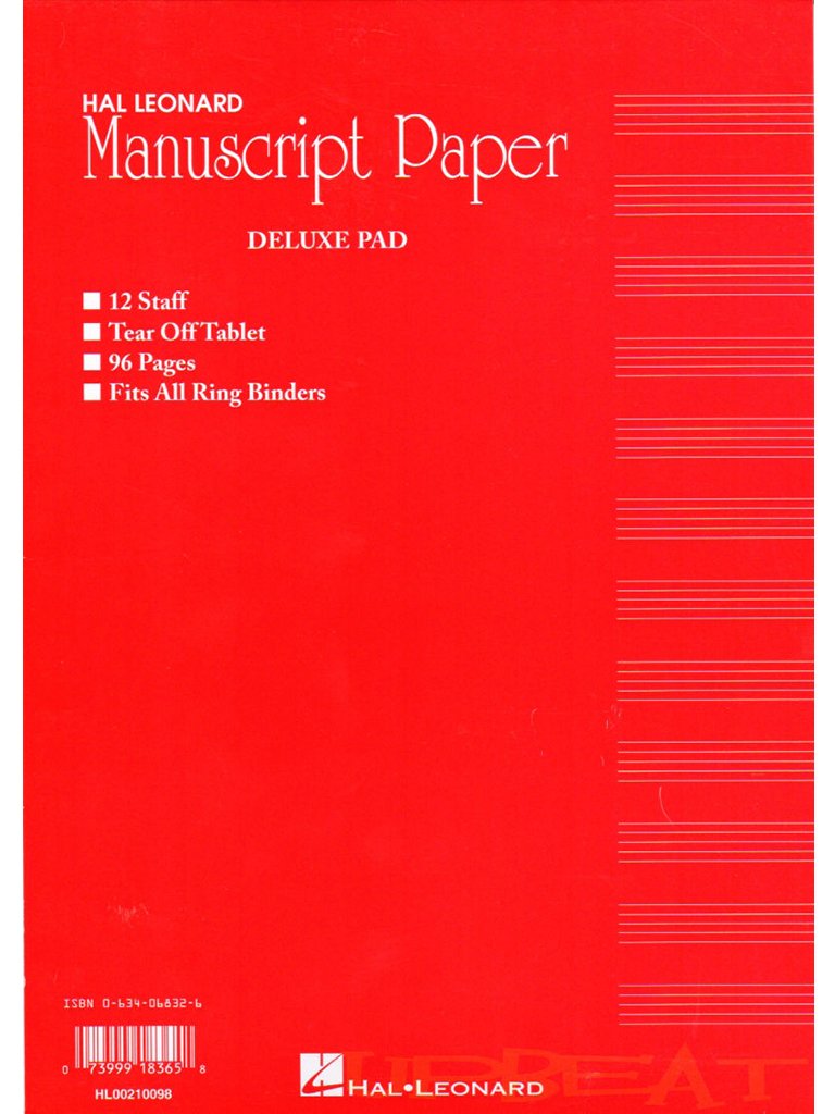 96 Page Hal Leonard Manuscript Pad Fits Ring Binder