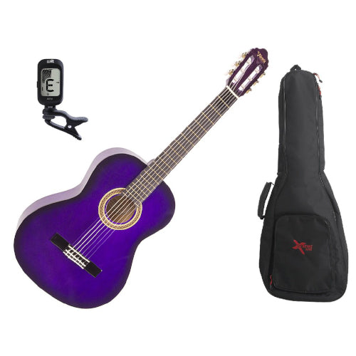 VALENCIA 4/4 SIZE CLASSICAL GUITAR PACK PURPLE